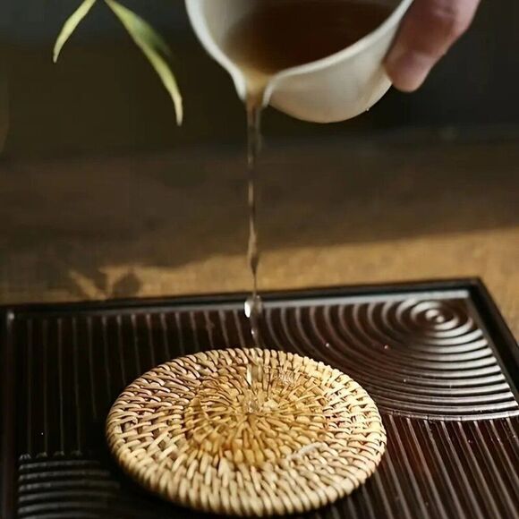 1pc Handmade Rattan Coaster Heat Resistant Non-Slip Drink Mat - Picture 2 of 3